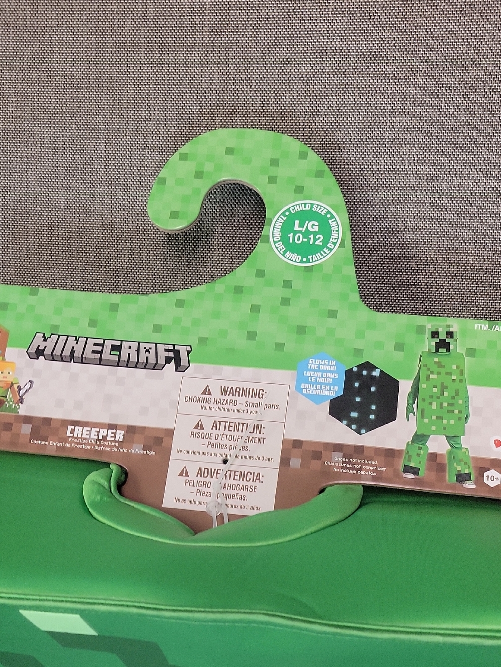 Minecraft Creeper Costume - Green Pixel Design (Child L/G 10-12)